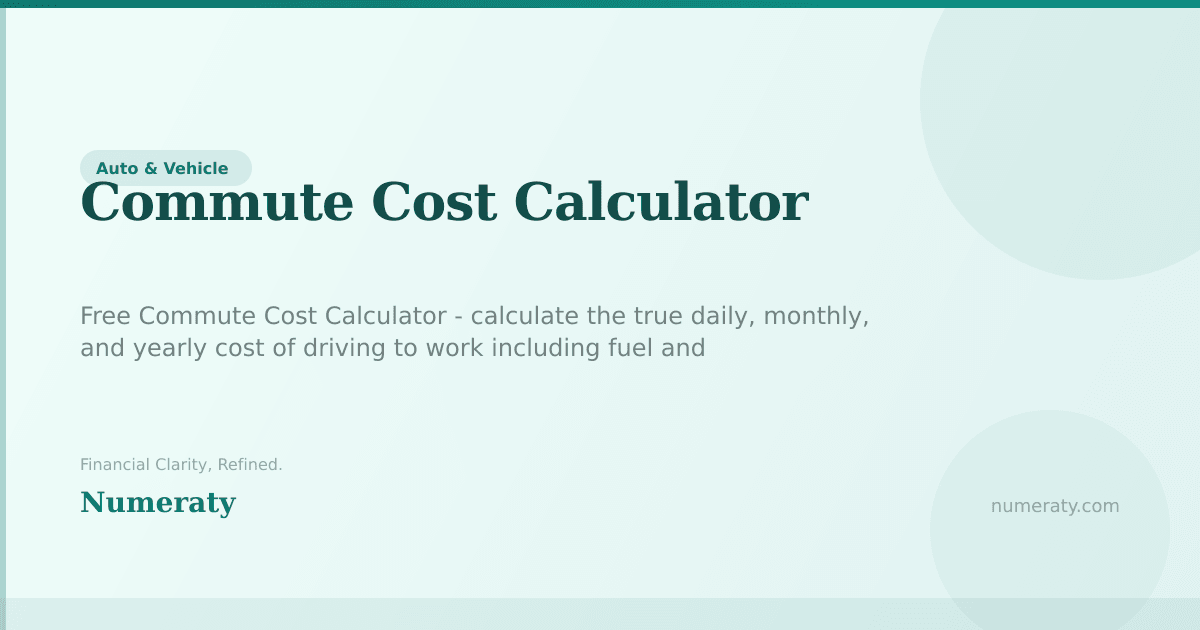 Commute Cost Calculator - Free Online Tool | Numeraty
