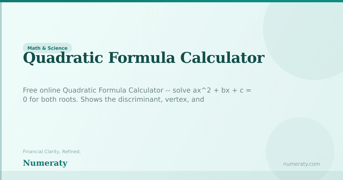 Quadratic Formula Calculator - Free Online Tool | Numeraty