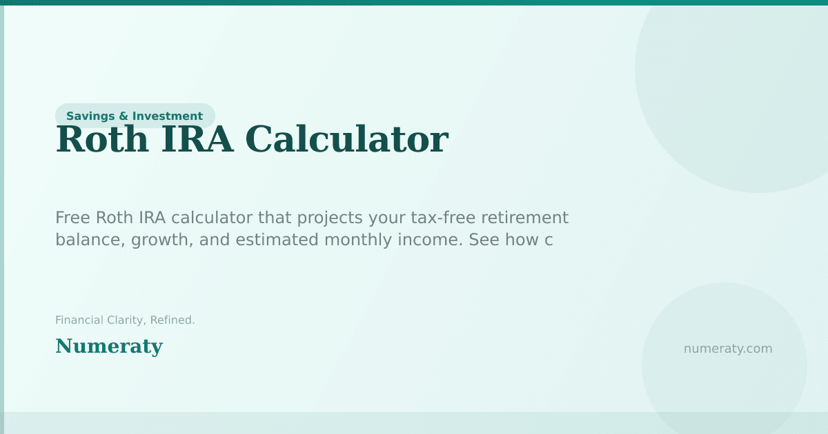 Calculadora Roth IRA - Herramienta Gratuita en Línea | Numeraty